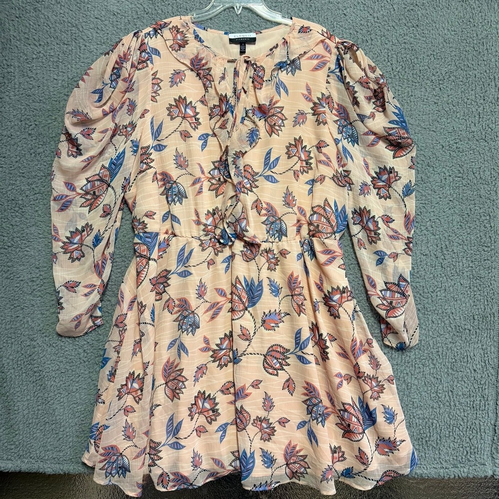 ELOQUII ELEMENTS Plus Size 24 Pink Floral Puff Sleeve V-Neck Mini Dress READ